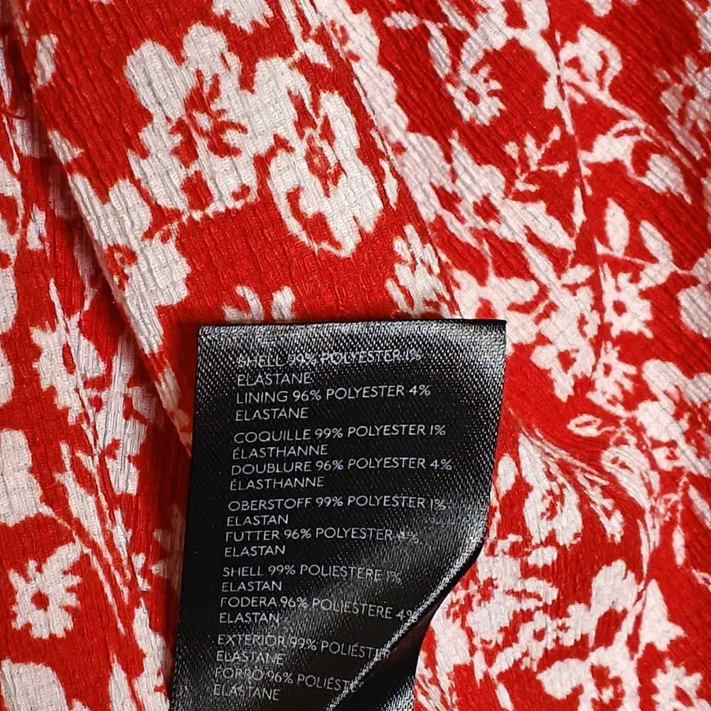 Anthropologie Floral Sweetheart Neckline Top Size XS Red Floral Puff Sleeves
